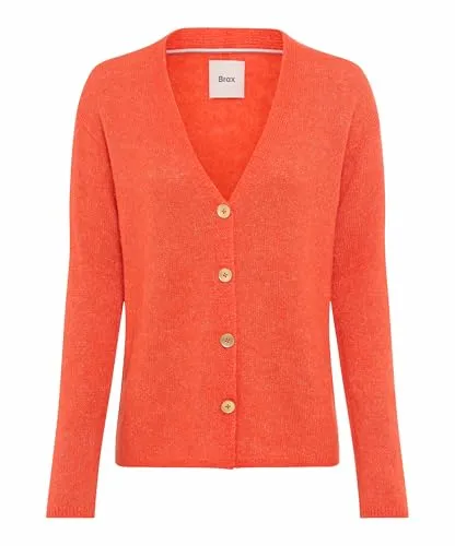 BRAX Feel Good Style Alicia Mandarin 44 - Feminine Strickjacke mit markanten Knöpfen und platzierten Minderungsdetails, aus hochwertigem Schurwollmix für optimalen Tragekomfort.