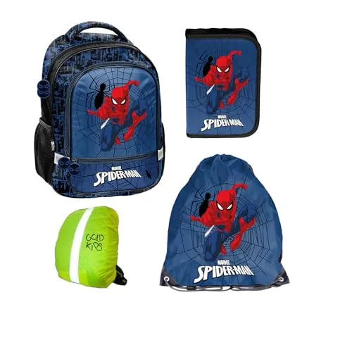 PASO Schulranzen 4er-Set mit Spiderman Motiv für Kinder