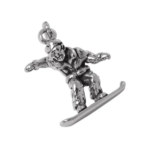 TheCharmWorks Sterling-Silber 3D Snowboarder Charmanhänger | Snow Boarder Charm