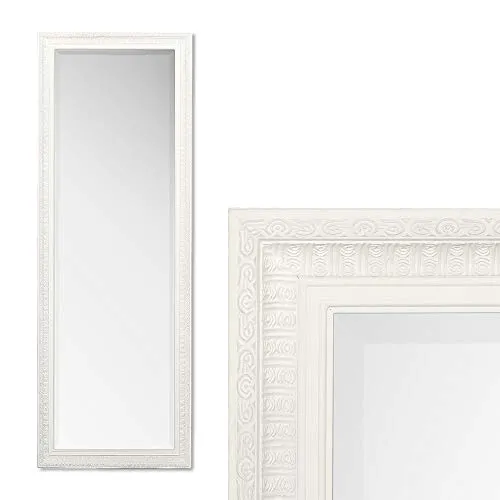 LEBENSwohnART Spiegel BESTY Weiss Matt 140x50cm - Dekorativer Barock-Antik Wandspiegel mit Facettenschliff, vielseitig im Hoch- oder Querformat aufhängbar, ideal für stilvolle Wohnräume.