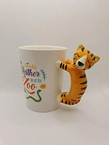 Puckator Tasse mit Henkel in Tigerform, Linie Zoonverse, Weiß, 12 x 14 x 8,5 cm