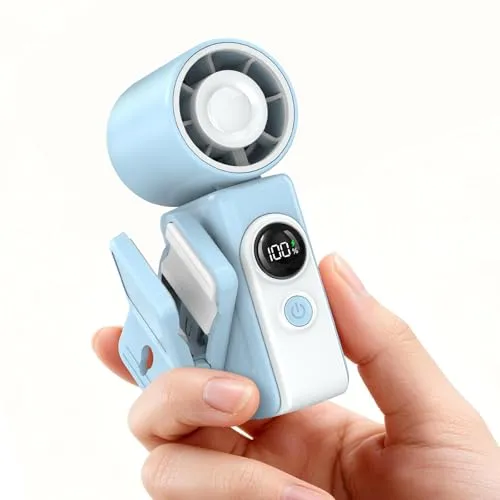 Dnenellr Mini Handventilator mit Clip, Kleiner Ventilator (Mist Blue)