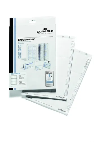 DURABLE Einsteckschilder für Namensschilder 60 x 90 mm weiß 180 Schilder