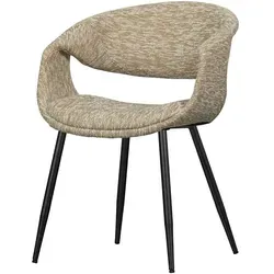 Esszimmerstuhl Yossi - Modernes Design in Sand und Schwarz - Eleganter Esszimmerstuhl mit gepolstertem Webstoff und stabilem Metallgestell. Ideal für gemütliche Stunden am Tisch. Pflegeleicht und schnell montiert.