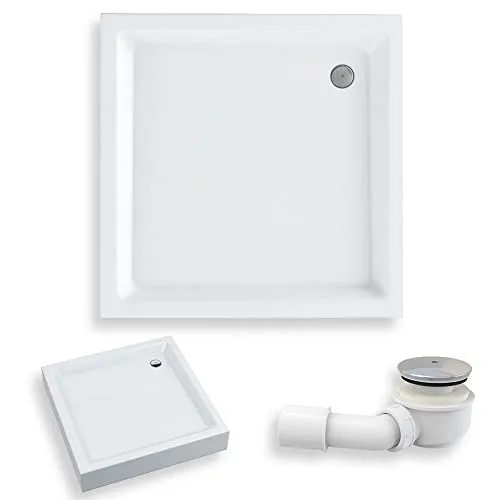 KOLMAN Duschwanne 90x90 cm Quadratisch - Duschtüren, langlebig und stabil aus strapazierfähigem Sanitäracryl, mit modernem Design und flacher, leicht zu reinigender Oberfläche für ein komfortables Duscherlebnis.