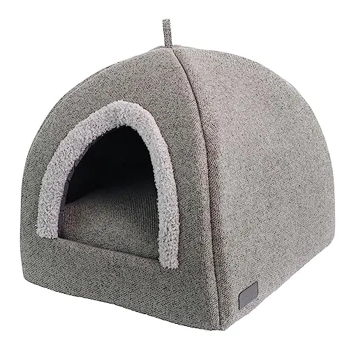 Nobby 61914 Höhle LINOU grau - Bequeme Hundehöhle für kleine Hunde - Hundebetten aus robustem Stoff in Leinenoptik, mit Wendekissen und waschbar bis 30°C - ideal für gemütliche Rückzugsorte.
