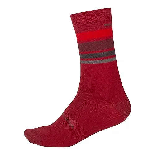 Endura BaaBaa Merino Stripe Fahrradsocken für Herren, Rot, S