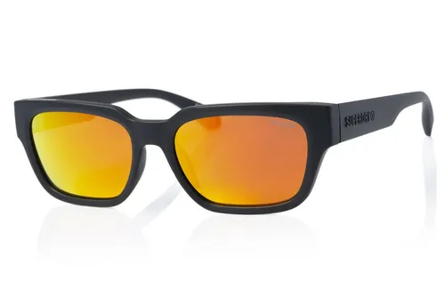 Superdry SDS 5004 Herren Sonnenbrille - Sportbrille in mattschwarz mit orangefarbenen Spiegelgläsern, ideal für aktive Freizeitgestaltung und stylishen UV-Schutz.