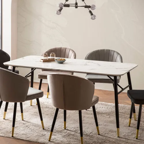 Mid.you Esstisch - Rechteckiger Holztisch in Weiß, 90x76x180 cm - Moderner Esstisch aus Holzwerkstoff in eleganter weißer Farbe, ideal für stilvolle Esszimmer. Perfekt für gesellige Runden und bietet Platz für Familie und Freunde.