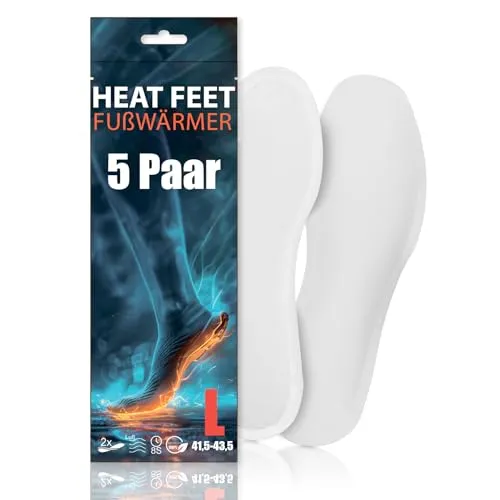 Paar HEAT FEET Wärmesohlen, Heizsohlen, Einlage Fußwärmer, wärmende Sohlen, warme Einlegesohlen, Wintersportarten Outdoorsport Weihnachtsmarkt, bei kalten Füßen für Schuhgröße 41,5-43,5 8h Wärme 5