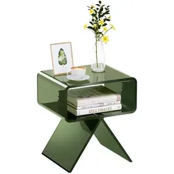 VEVOR Transparenter Nachttisch aus Acryl mit Ablage in grün von Vevor
