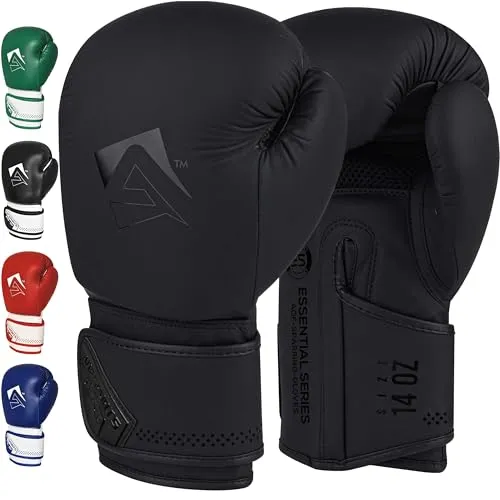 AQF Boxhandschuhe Für Boxen Und Box Training Box Handschuhe MMA, UFC Boxing Gloves Kickboxen Punching Sparring Boxsack Sandsack Muay Thai (Matt Schwarz, 8oz)