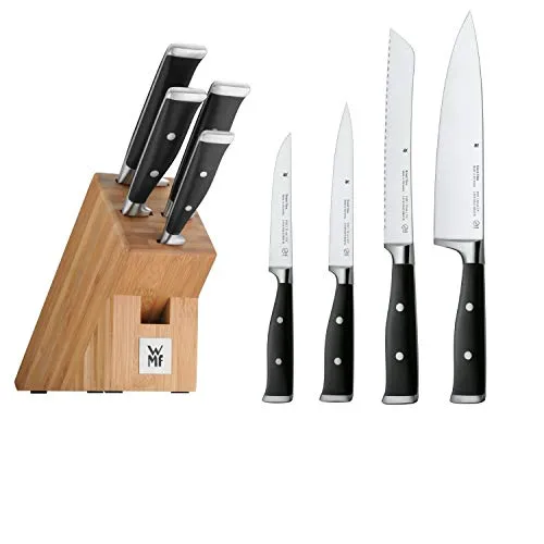 Produktbild WMF Grand Class Messerblock mit Messerset 5teilig, Made in Germany, 4 Messer geschmiedet, Bambus-Block, Performance Cut