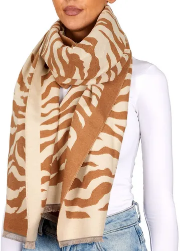 BRUBAKER Schal Cashmirillo Damenschal mit Zebra Muster - 70 x 200 cm - Warm, (1-St. Winterschal mit weichem Kaschmir-Gefühl - Schwarz Weiß), Kuschelig & Oversized - Streifen Damen Schal für Herbst & Winter