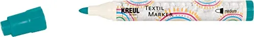 KREUL 90774 - Textil Marker medium, türkis, mit großer unempfindlicher Faserspitze, Strichstärke circa 2 bis 4 mm, Stoffmalstift für helle Stoffe und Textilien, waschecht nach Fixierung