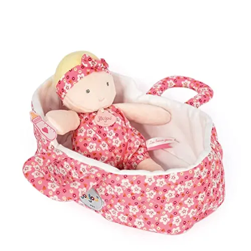Jolijou - JJ6008 Puppe Marylou – Rosa, gesteppt - Weich- & Stoffpuppen, niedliche Marylou fördert spielerisch die emotionale und kognitive Entwicklung, 100% Polyester, waschbar bei 30°C, geeignet ab der Geburt.