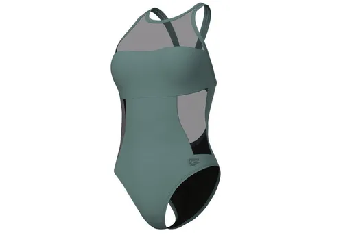Arena Badeanzug Mesh Panels Schwimmanzug 46 mit Shaping Effekt - Eleganter Schwimmanzug in der Farbe Sage, Größe 46. Mit UV-Schutz UPF 50 und chlorresistentem Material für optimalen Tragekomfort beim Schwimmen.