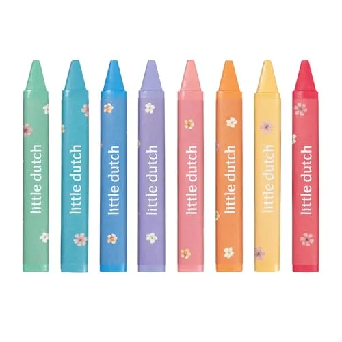 Little Dutch Wachsmalstifte Dreikant für Kinder/Kleinkinder 8 Stück - Rosa & Friends
