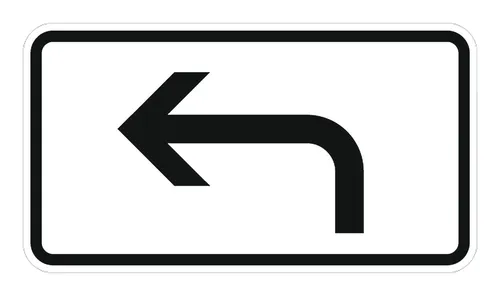 Adco Zusatzschild 1000-11 Linksabbiegerpfeil - Warn- & Hinweisschilder, 330 x 600 mm mit RAL-Gütezeichen für höchste Qualität und Sichtbarkeit im Straßenverkehr.