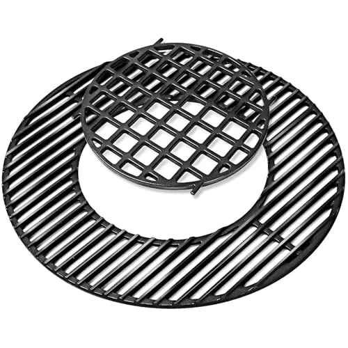GFTIME Gusseisen Rost-in-Rost Grillrost mit Sear Grillrost für Weber 57cm Holzkohlegrills, Gourmet System, One-Touch, Bar-B-Kettle, Master-Touch, Bar-B-Kettle Performer, rund grillrost ersatzteile