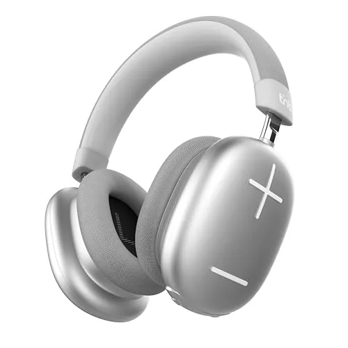 T'nB Bounce Max – Kabellose Over-Ear-Kopfhörer, bequem und umfassend, mit Bluetooth-Verbindung, Stereo-Sound mit integriertem Mikrofon, Akkulaufzeit bis zu 50 Stunden – Silber