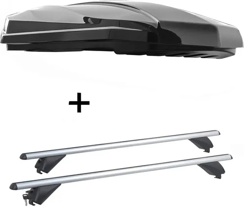DACHBOX STRIKE440L+Alu Dachträger RB003 für VW Golf Alltrack 5Türer