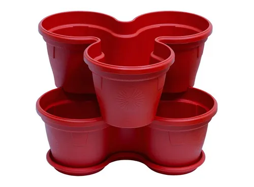 Engelland Blumenständer Säulentopf, Hochbeet, Kräuterbeet (Vorteils-Set, 2 St., 11 Liter Fassungsvermögen je Ebene), fallsicher, UV-beständig, stapelbar, platzsparend, robuster Kunststoff