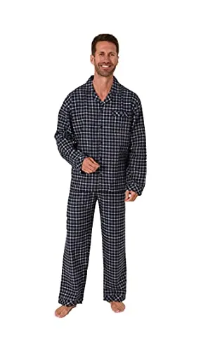 Herren Flanell Pyjama Schlafanzug zum durchknöpfen - auch in Übergrössen - 222 101 15 851, Farbe:grau, Größe:54