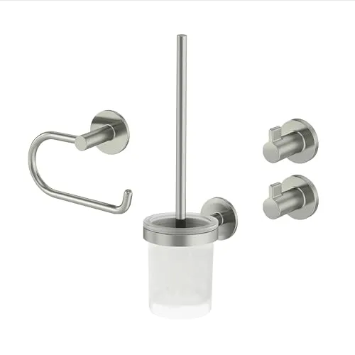 Bad-Set Lenz Noa 4-teilig Nickel - Sonstige Badausstattung mit skandinavischem Design, flexible Montageoptionen und eleganter Nickel-Oberfläche für ein stilvolles Badezimmer.