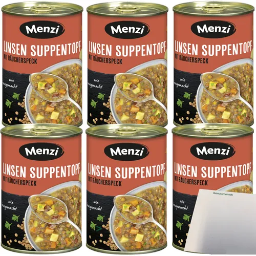Menzi Linsen Suppentopf mit Räucherspeck 6er Pack 6x400ml Dose usy Block