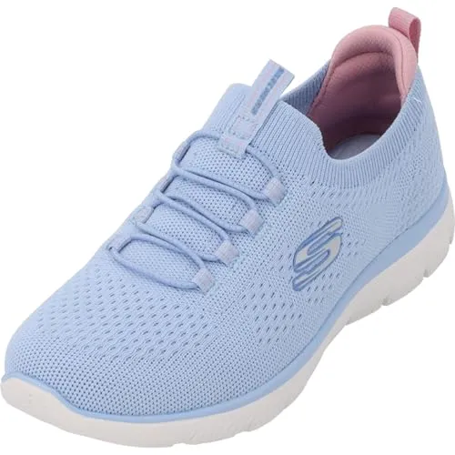 Skechers Summits Top Player Damen Sneaker – Light Blue Knit Multi Trim, 37 EU - Stilvolle Damen Sneaker mit 3 cm Absatz und flexibler Gummisohle. Das leichte Funktionsmesh-Obermaterial sorgt für hohen Tragekomfort und eine optimale Passform dank Bungee-Schnürung.