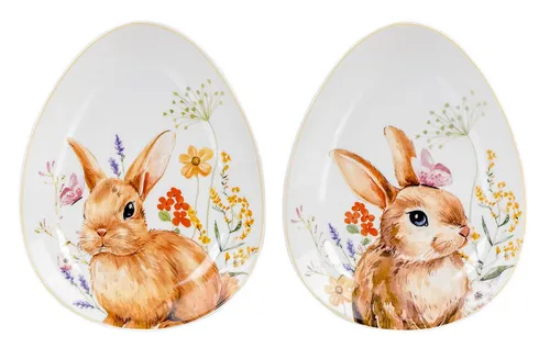 Levandeo® Osterteller Set mit Hasenmotiven, 2er Set Steingut - Hochwertige Osterteller aus Steingut mit liebevollen Hasenmotiven im Aquarell-Stil. Ideal für den Osterbrunch und lebensmittelecht. Maße: je ca. 15,5 x 2 x 20 cm. Handwäsche empfohlen für langanhaltende Freude.