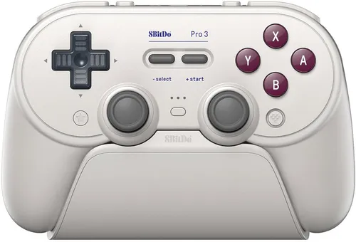 8Bitdo Pro 3 Bluetooth Spielsteuerung G Classic - Gaming-Zubehör mit umfassender Kompatibilität für Switch, Windows, Apple und mehr. Der Controller bietet TMR-Joysticks für Präzision und eine integrierte Ladestation für ständige Einsatzbereitschaft.