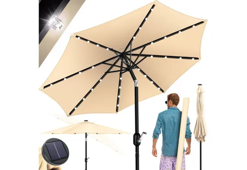 KESSER Sonnenschirm LED Solar mit Kurbel von Kesser