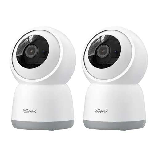 ieGeek 2K Überwachungskamera Innen,2.4G/5GHz WLAN Kamera,Babyphone mit Kamera,15M Nachtsicht,Bewegungserkennung,Auto Tracking,One Touch Patrol,2-Wege-Audio(Weiße2)