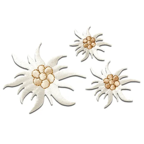 Aufnäher / Bügelbild - Set Edelweiß 3tlg. - weiß – verschiedene Größen