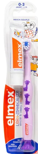 Elmex Zahnbürste Lern Zahnbürste - 1 Stk - Handzahnbürste für Kinder, speziell entwickelt für das spielerische Erlernen der Zahnpflege und sanfte Reinigung der Zähne.