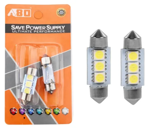 2er-Set LED-Lampen C5W 31 mm, 3× SMD 5050, 6000–6500 K, weißes Licht – Blister