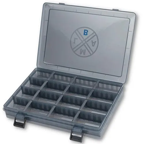 Angelbox LMAB Tackle Box Standard, 3 Größen, Köderbox Angeln, Tacklebox, Angelboxen für Zubehör, Kleinteilebox Angeln, Aufbewahrungsbox Angeln (M - 25,5 x 18,5 x 4 cm)