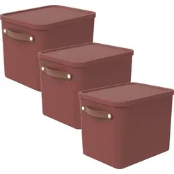 Rotho Maloja 3er-Set Aufbewahrungsbox 27l mit Deckel (Rot) - Aufbewahrungsbehälter mit Deckel, ideal für die systematische Organisation in jedem Raum - praktisch stapelbar und mit Trageriemen für einfachen Transport!