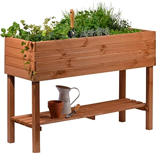 dobar® 58130FSCe Großes Hochbeet XXL mit Ablagefläche - Hochbeete-Kit aus wetterfestem FSC-Kiefernholz, ideal für Balkon, Garten oder Terrasse. Mit praktischer Ablagefläche und einfacher Bepflanzung durch enthaltene Pflanzfolie.