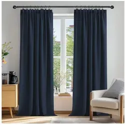 Deconovo Verdunkelungsvorhang Dunkelblau 245x140cm 2er Set in blau von Deconovo