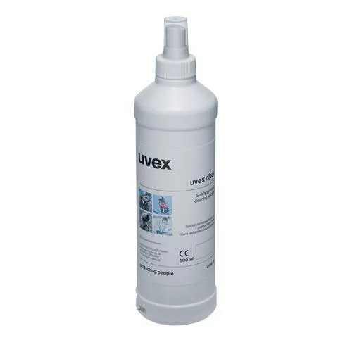 Uvex Brillenreiniger 9972101 - Alkoholfreies Reinigungsfluid 500ml - Effektives Spray für eine streifenfreie und antistatische Reinigung von Brillen und Schutzvisieren. Hinterlässt eine glänzend saubere Oberfläche, ideal für den täglichen Gebrauch.