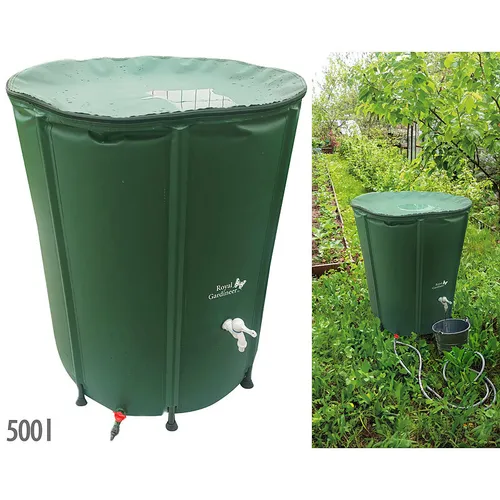 Faltbare Regentonne mit Deckel, 500 l, 620 GSM-PVC, Schlauchanschluss