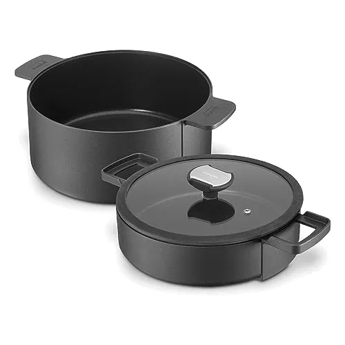 Berndes 035100 Double Round Kochgeschirrset - Multifunktionales Kochtopf- und Schmorkasserollen-Set - Kochtöpfe: Vielseitig einsetzbar als Topf, Schmorkasserolle oder Bräter. Ideal für alle Herdarten, inklusive Induktion, und backofengeeignet.