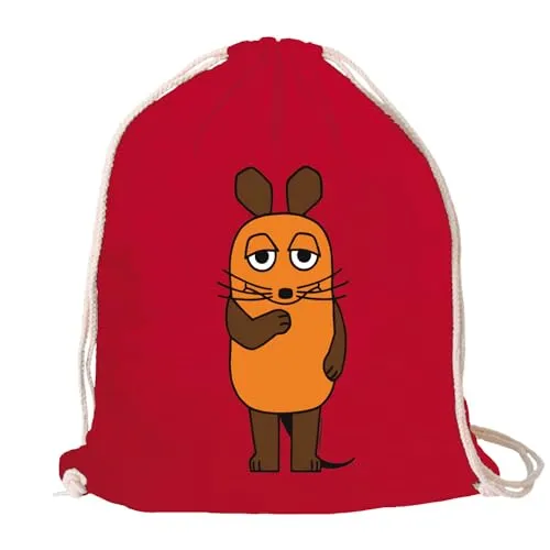 Logoshirt® Die Sendung mit der Maus I Maus I Stoffbeutel I bedruckt I klassischrot I AZO-free I stabiler Kordelzug I Lizenziertes Design