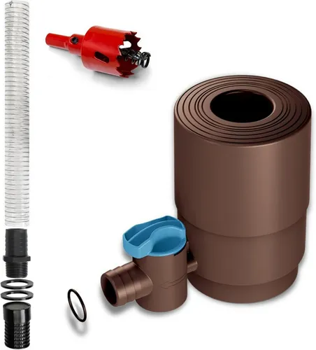 YourCasa Regentonne Regensammler Regendieb [Downpipe50] mit Absperrhahn
