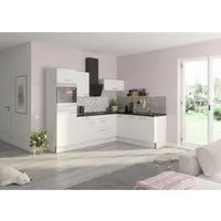 L-Küche mit Geräten und Spüle 270 x 200 cm Weiß OPTIFIT