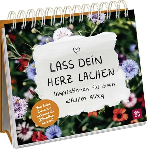 Lass dein Herz lachen – Inspirationen für einen erfüllten Alltag: Spiralaufsteller mit Sprüchen, positiven Affirmationen und Impulsen von @kopflosherzvoll