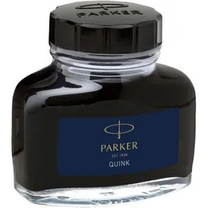 Parker Quink Füllertinte - 57 ml blaue Tinte im eleganten Glasflacon, geschmeidiger Schreibfluss und schnell trocknend für ausdrucksstarke Ergebnisse